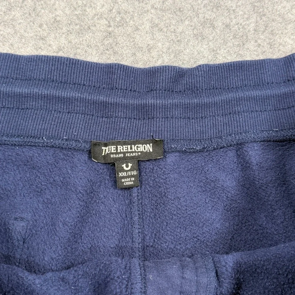 True Religion Navy Blue Fleece Knit Drawstring Jogger Sweatpants Men's Size XXL